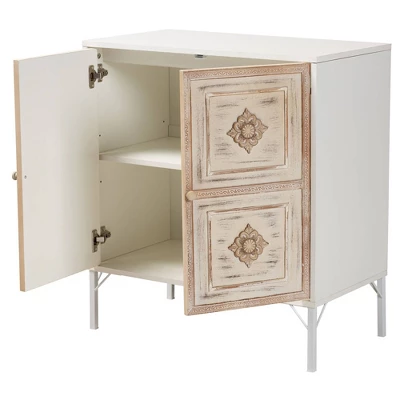 Favian Two-Tone Wood And Metal 2 Door Sideboard Dining Cabinet White/Weathered Brown - Baxton Studio 2 Favian Two-Tone Wood And Metal 2 Door Sideboard Dining Cabinet White/Weathered Brown - Baxton Studio - Image 2