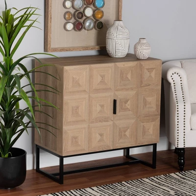 Darien Wood And Metal 2 Door Storage Cabinet Brown/Black - Baxton Studio 1 Darien Wood And Metal 2 Door Storage Cabinet Brown/Black - Baxton Studio