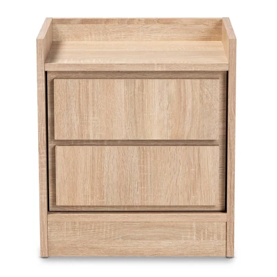 2 Drawers Hale Wood Nightstand - Baxton Studio 2 2 Drawers Hale Wood Nightstand - Baxton Studio - Image 2