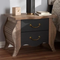 Romilly Country Cottage Farmhouse Oak Finished Wood 2 Drawer Nightstand Black/Brown - Baxton Studio 15 Romilly Country Cottage Farmhouse Oak Finished Wood 2 Drawer Nightstand Black/Brown - Baxton Studio -Baxton Studio GUEST 023571aa 81ae 479e b5de a415a9e83a77