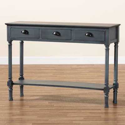Garvey Wood 3 Drawer Entryway Console Table - Baxton Studio 7 Garvey Wood 3 Drawer Entryway Console Table - Baxton Studio - Image 7