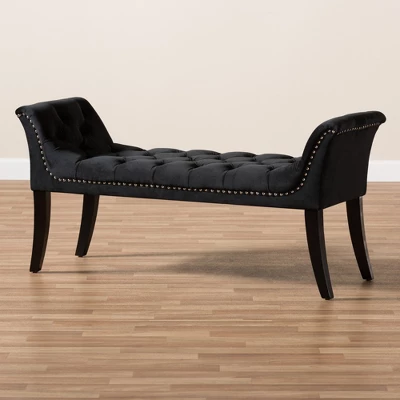 Chandelle Luxe And Contemporary Velvet Upholstered Bench Black - Baxton Studio 7 Chandelle Luxe And Contemporary Velvet Upholstered Bench Black - Baxton Studio - Image 7