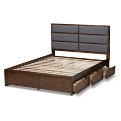 Macey Modern And Contemporary Fabric Upholstered Walnut Finished Storage Platform Bed Gray/Brown - Baxton Studio -Baxton Studio GUEST 031c785f e72a 4ad6 9f8d e80fb665123f