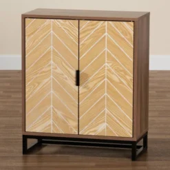Josephine Two-Tone Wood And Metal 2 Door Storage Cabinet Walnut Brown/White/Black - Baxton Studio 16 Josephine Two-Tone Wood And Metal 2 Door Storage Cabinet Walnut Brown/White/Black - Baxton Studio -Baxton Studio GUEST 0320f248 f47c 4c98 a627 a0d96131b28d
