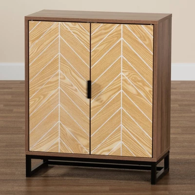 Josephine Two-Tone Wood And Metal 2 Door Storage Cabinet Walnut Brown/White/Black - Baxton Studio 8 Josephine Two-Tone Wood And Metal 2 Door Storage Cabinet Walnut Brown/White/Black - Baxton Studio - Image 8