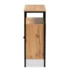 Vander Wood And Metal 2 Door Shoe Cabinet Oak Brown/Black - Baxton Studio