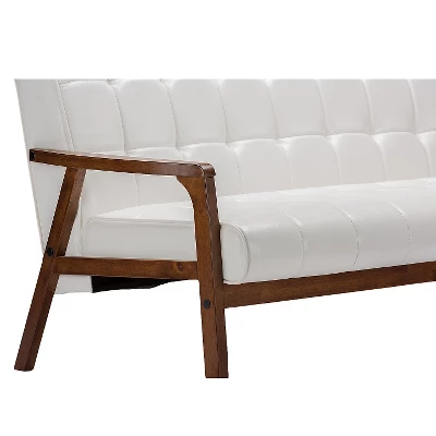 Mid-Century Masterpieces Sofa White - Baxton Studio 3 Mid-Century Masterpieces Sofa White - Baxton Studio - Image 3