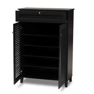 Shelf Wood Shoe Storage Cabinet With Drawer Coolidge Black - Baxton Studio 1 Shelf Wood Shoe Storage Cabinet With Drawer Coolidge Black - Baxton Studio