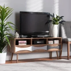 Leane Natural Wood 3 Drawer TV Stand For TVs Up To 45" Brown - Baxton Studio 14 Leane Natural Wood 3 Drawer TV Stand For TVs Up To 45" Brown - Baxton Studio -Baxton Studio GUEST 049fb579 2a4f 4153 bad3 124a328cc21d