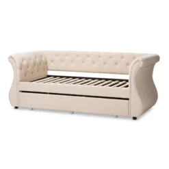 Twin Cherine Classic And Contemporary Fabric Upholstered Daybed With Trundle Beige - Baxton Studio 12 Twin Cherine Classic And Contemporary Fabric Upholstered Daybed With Trundle Beige - Baxton Studio -Baxton Studio GUEST 04b6a30d 9ca6 43e3 a4f8 bbadf5ecd71b