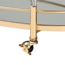 Nakano Metal And Glass 2 Tier Wine Cart Gold/Mirror - Baxton Studio -Baxton Studio GUEST 051ab4d4 cb23 48c1 90f1 fbeca90e0bd7