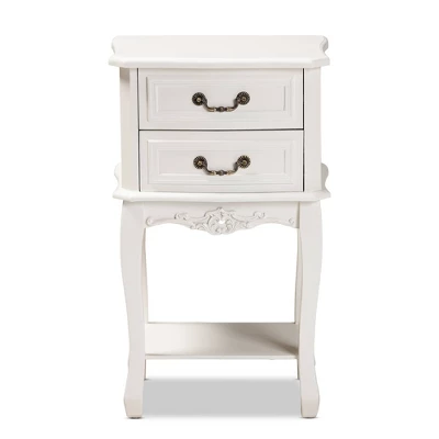Gabrielle 2 Drawer Wood Nightstand White/Brass - Baxton Studio 2 Gabrielle 2 Drawer Wood Nightstand White/Brass - Baxton Studio - Image 2
