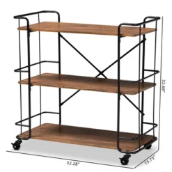 Neal Metal And Wood Kitchen Serving Cart Walnut/Black - Baxton Studio -Baxton Studio GUEST 053b7722 1b1c 4256 ae03 04b574cb0616