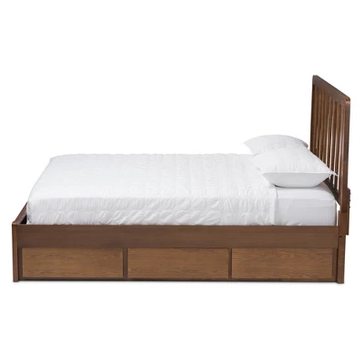 Queen Raurey Modern And Contemporary Walnut Finished Storage Platform Bed Brown - Baxton Studio 2 Queen Raurey Modern And Contemporary Walnut Finished Storage Platform Bed Brown - Baxton Studio - Image 2