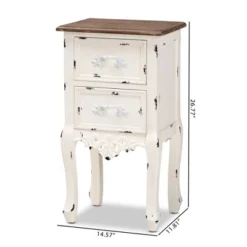Levron Two-Tone And Antique Wood 2 Drawer Nightstand Walnut Brown/Antique White - Baxton Studio -Baxton Studio GUEST 06141abf 840a 4309 a7d5 99641fe55d95