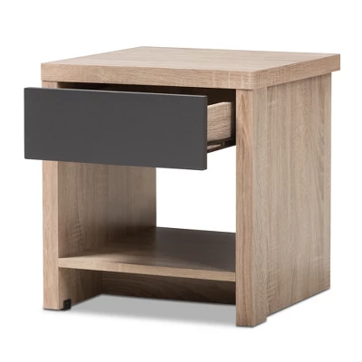 Jamie Modern And Contemporary Two - Tone Wood 1 - Drawer 1 - Shelf Nightstand - Brown - Baxton Studio 1 Jamie Modern And Contemporary Two - Tone Wood 1 - Drawer 1 - Shelf Nightstand - Brown - Baxton Studio