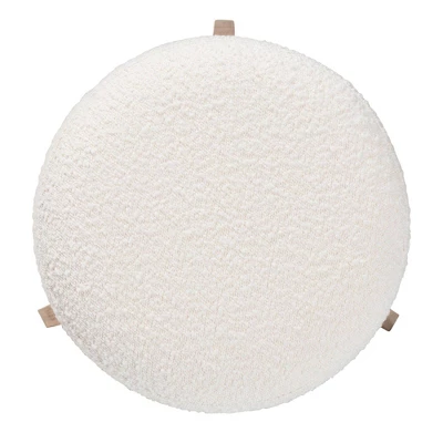 Elkie Fabric And Wood Ottoman Footstool Cream/Walnut Brown - Baxton Studio 4 Elkie Fabric And Wood Ottoman Footstool Cream/Walnut Brown - Baxton Studio - Image 4