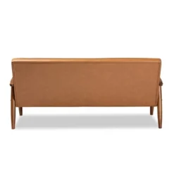 Sorrento Mid-Century Faux Leather Upholstered Wood Sofa Walnut/Brown - Baxton Studio -Baxton Studio GUEST 06df0fe4 cd84 430b b71a a2531ea3aa61