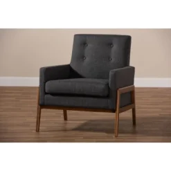 Perris Fabric Upholstered Walnut Wood Lounge Chair - Baxton Studio 16 Perris Fabric Upholstered Walnut Wood Lounge Chair - Baxton Studio -Baxton Studio GUEST 071367cd 2a5b 4548 bfd3 14635249dc73