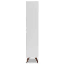 Baxton Studio Serafino And Walnut Finished Wood Wine Cabinet White/Brown - BaxtonStudio -Baxton Studio GUEST 072c2365 c709 4047 a96e e5f0e7fa951d