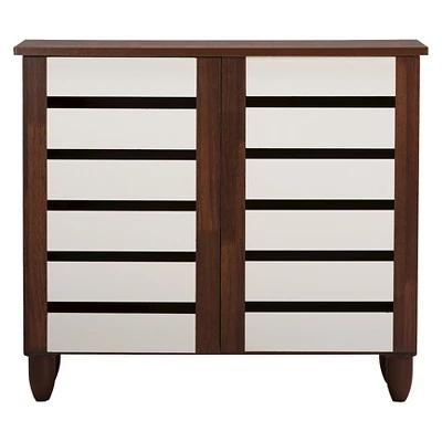 Gisela Two-Tone Shoe Cabinet With 2 Doors Oak/White - Baxton Studio 1 Gisela Two-Tone Shoe Cabinet With 2 Doors Oak/White - Baxton Studio