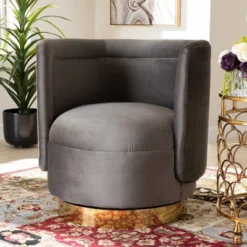 Saffi Velvet Upholstered Swivel Accent Chair - Baxton Studio 12 Saffi Velvet Upholstered Swivel Accent Chair - Baxton Studio -Baxton Studio GUEST 073e4f8c d5d5 4d16 a199 e89b7e492ebc