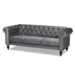 Emma Velvet Upholstered Button Tufted Chesterfield Sofa - Baxton Studio -Baxton Studio GUEST 07d40c38 d5d8 425c 93d4 a660c9f5d6ad