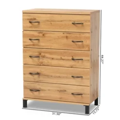 Maison Wood 5 Drawer Storage Chest Oak Brown - Baxton Studio -Baxton Studio GUEST 07f4b026 5c84 46cd 84f9 8a5cf54cfd63