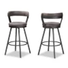 Set Of 2 Arcene Antique Faux Leather Swivel Barstools Gray/Black - Baxton Studio