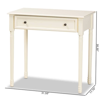 Mahler Wood 1 Drawer Console Table White - Baxton Studio 8 Mahler Wood 1 Drawer Console Table White - Baxton Studio - Image 8