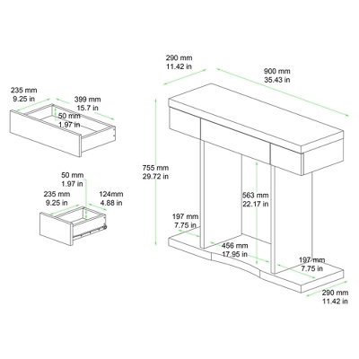 Otis Wood 3 Drawer Console Table Oak Brown - Baxton Studio 6 Otis Wood 3 Drawer Console Table Oak Brown - Baxton Studio - Image 6