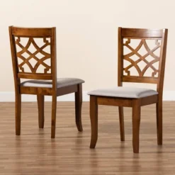 2pc Mael Fabric Upholstered And Wood Dining Chair Set Gray/Brown - Baxton Studio 11 2pc Mael Fabric Upholstered And Wood Dining Chair Set Gray/Brown - Baxton Studio -Baxton Studio GUEST 0889f037 f69f 49c3 a292 d1deb1495877