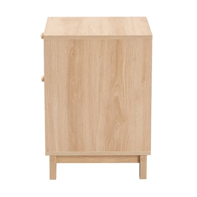 Elsbeth Wood And Natural Rattan 1 Drawer End Table Light Brown/Natural Brown - Baxton Studio 4 Elsbeth Wood And Natural Rattan 1 Drawer End Table Light Brown/Natural Brown - Baxton Studio - Image 4