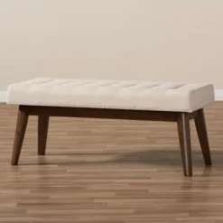 Elia Mid Century Modern Walnut Wood Fabric Button Tufted Bench - Baxton Studio 15 Elia Mid Century Modern Walnut Wood Fabric Button Tufted Bench - Baxton Studio -Baxton Studio GUEST 091deb39 3b4c 473d a3da cdabf8e983ac