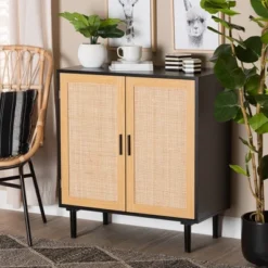 Maureen Wood And Rattan 2 Door Storage Cabinet Espresso/Natural Brown - Baxton Studio 11 Maureen Wood And Rattan 2 Door Storage Cabinet Espresso/Natural Brown - Baxton Studio -Baxton Studio GUEST 0925b722 09e5 4351 b88f 0470d675070b