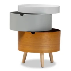 3 Tier Elison Wood Nightstand White - Baxton Studio: Mid-Century Modern Bedside Table With Storage & Removable Tray -Baxton Studio GUEST 099d0a1c 2090 407b bcfb 97cc8662fb1f