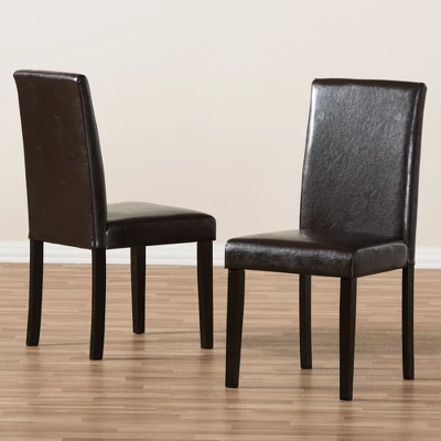 Set Of 2 Mia Modern And Contemporary Faux Leather Upholstered Dining Chairs Dark Brown - Baxton Studio 4 Set Of 2 Mia Modern And Contemporary Faux Leather Upholstered Dining Chairs Dark Brown - Baxton Studio - Image 4