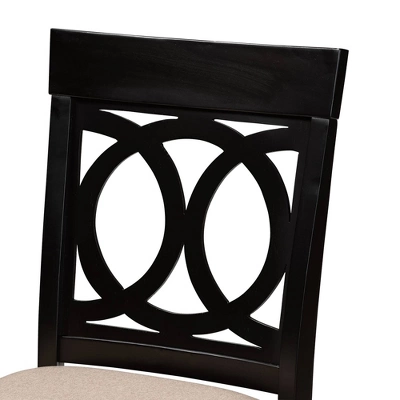 Set Of 2 Verina Upholstered Wood Counter Height Barstools Sand/Espresso - Baxton Studio 5 Set Of 2 Verina Upholstered Wood Counter Height Barstools Sand/Espresso - Baxton Studio - Image 5