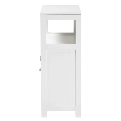 Rivera Wood And Metal 2 Door Bathroom Storage Cabinet White/Silver - Baxton Studio 4 Rivera Wood And Metal 2 Door Bathroom Storage Cabinet White/Silver - Baxton Studio - Image 4