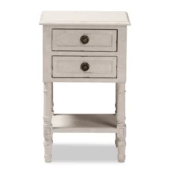 Lenore Country Cottage Farmhouse 2 Drawer Nightstand White - Baxton Studio