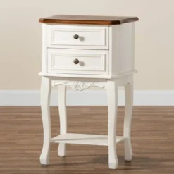 2 Drawer Darla Wood Nightstand White/Cherry Brown - Baxton Studio -Baxton Studio GUEST 0abfcf15 10b8 479e 9375 9a3f5d040b53