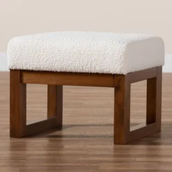 Yashiya Boucle Ottoman Footstool: Mid-Century Design, Rubberwood Frame - Baxton Studio 12 Yashiya Boucle Ottoman Footstool: Mid-Century Design, Rubberwood Frame - Baxton Studio -Baxton Studio GUEST 0b6c6e4e 1b95 44b4 ab2c 9c1c4306e7e6