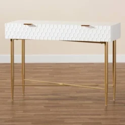 Galia Wood And Metal 1 Drawer Console Table White/Gold - Baxton Studio 17 Galia Wood And Metal 1 Drawer Console Table White/Gold - Baxton Studio -Baxton Studio GUEST 0b721164 006b 4ffe ba70 fac41c9f5c61