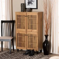 Fernanda Wood 4 Door Storage Cabinet Oak Brown/Black - Baxton Studio 12 Fernanda Wood 4 Door Storage Cabinet Oak Brown/Black - Baxton Studio -Baxton Studio GUEST 0b8e15ee 3856 4a9b ad37 f879ea2e19ee