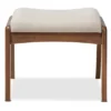 Roxy Mid-Century Modern Wood Finish And Fabric Upholstered Ottoman Light Beige/Walnut Brown - Baxton Studio