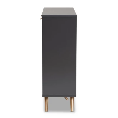 Kelson Wood 3 Door Cabinet Dark Gray/Gold - Baxton Studio 3 Kelson Wood 3 Door Cabinet Dark Gray/Gold - Baxton Studio - Image 3