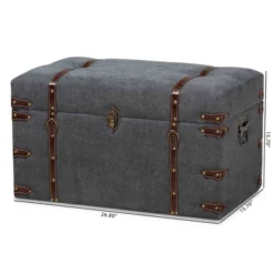 Palma Modern Transitional Fabric Upholstered Storage Trunk Ottoman Gray - Baxton Studio: Cushioned, Antique Brass Latches, No Assembly Required 19 Palma Modern Transitional Fabric Upholstered Storage Trunk Ottoman Gray - Baxton Studio: Cushioned, Antique Brass Latches, No Assembly Required -Baxton Studio GUEST 0def7453 6ec7 4fc8 819f 64712f451066