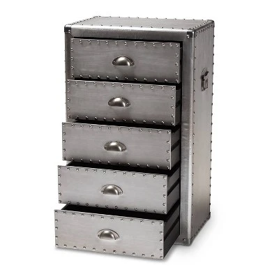 5 Drawer Davet Metal Accent Chest Silver - Baxton Studio 8 5 Drawer Davet Metal Accent Chest Silver - Baxton Studio - Image 8