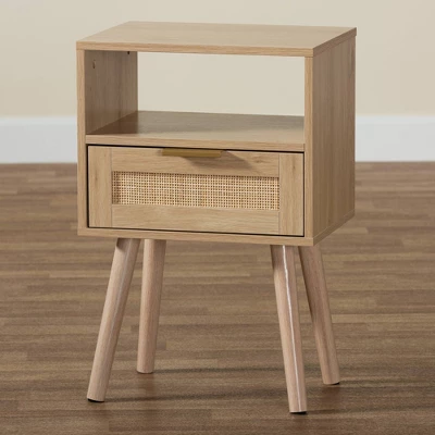 Emmett Wood 1 Drawer End Table Light Brown/Gold - Baxton Studio 8 Emmett Wood 1 Drawer End Table Light Brown/Gold - Baxton Studio - Image 8