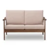 Venza Mid-Modern Walnut Wood Fabric Upholstered 2 Seater Loveseat Light Brown - Baxton Studio